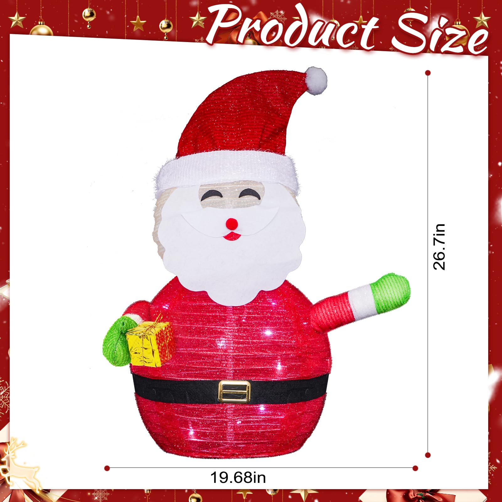 PIXFAIRY Christmas Standing Lighted Santa Claus Decoration